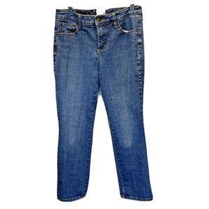 St. John's Bay Women's Jeans 8P Straight Leg Mid-Rise Blue Wash